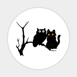 a cat and an owl Magnet